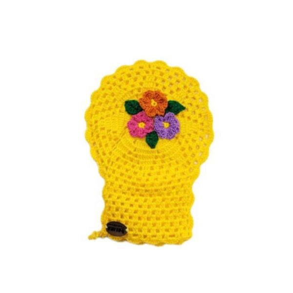 Handwoven Bath Mitt Loofah with Flower Design (x5)