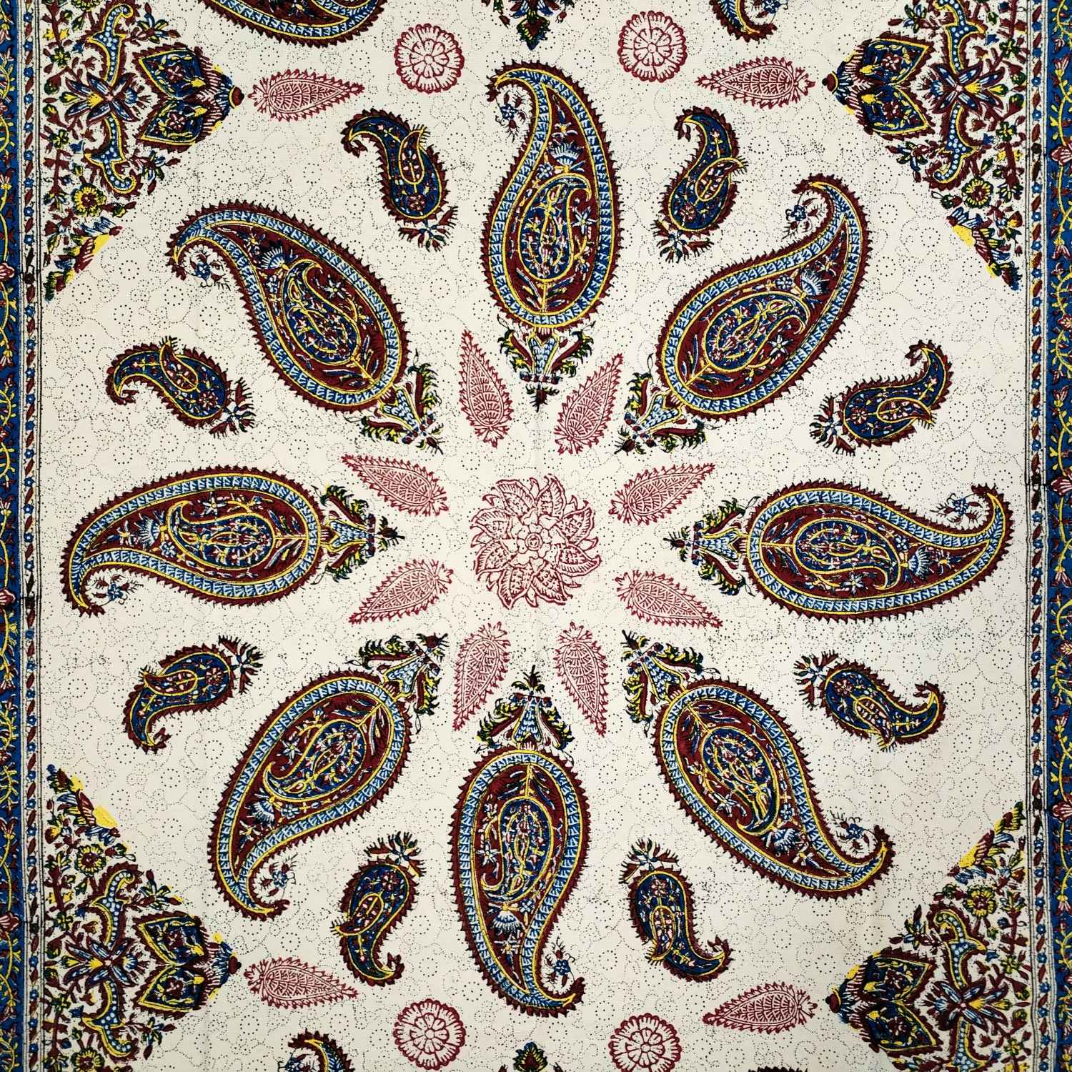 Persian Block Print Tablecloth Traditional Kalamkari in Isfahan