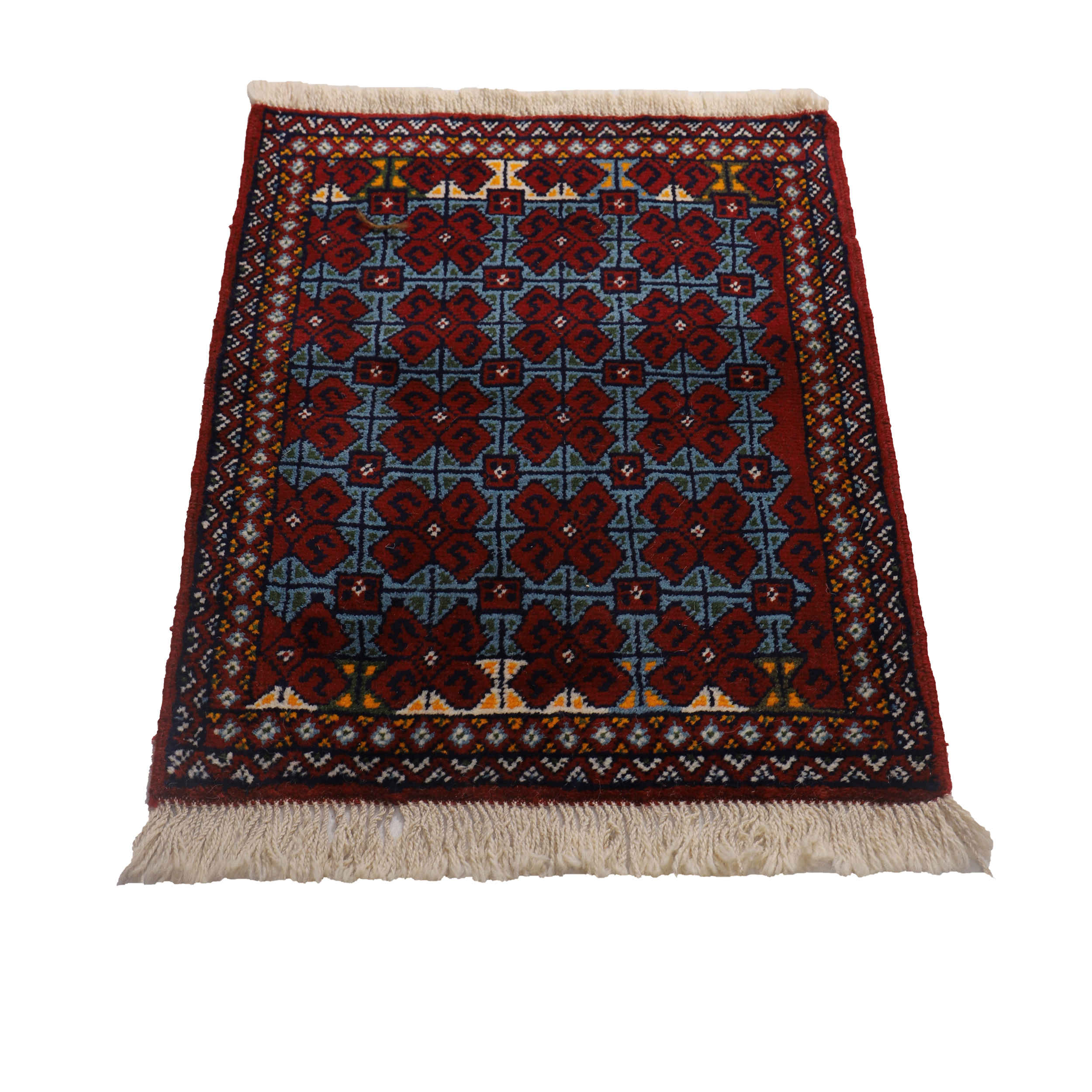 Persian Carpet with Wool Authentic Hand-Knotted in Khorasan Geometric