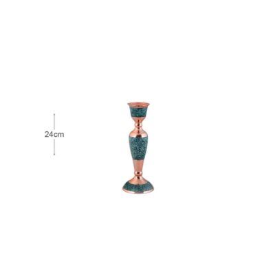 Handcrafted Persian Copper Candlestick – Artistic Turquoise Inlay