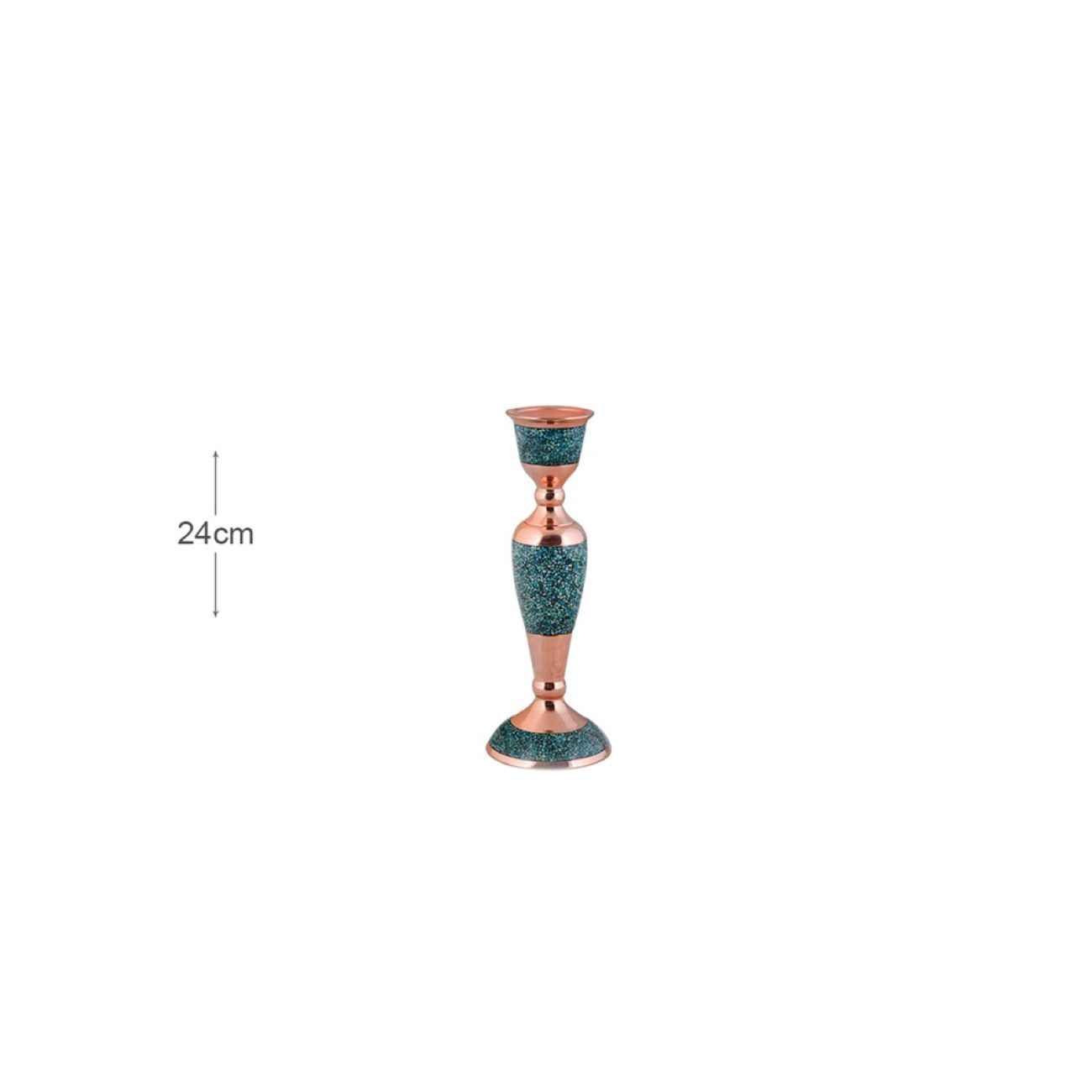 Handcrafted Persian Copper Candlestick – Artistic Turquoise Inlay