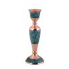 Handcrafted Persian Copper Candlestick - Artistic Turquoise Inlay