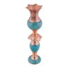Handcrafted Persian Copper Candlestick - Inlaid Turquoise