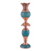 Handcrafted Persian Copper Candlestick - Inlaid Turquoise