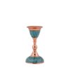 Handcrafted Persian Copper Candlestick - Artistic Turquoise Inlay