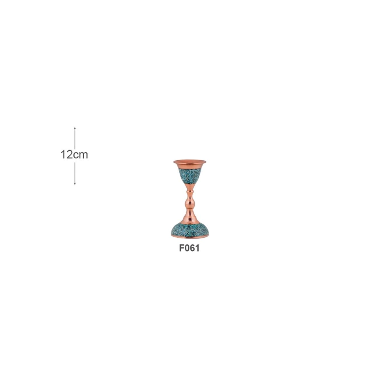 Handcrafted Persian Copper Candlestick – Artistic Turquoise Inlay