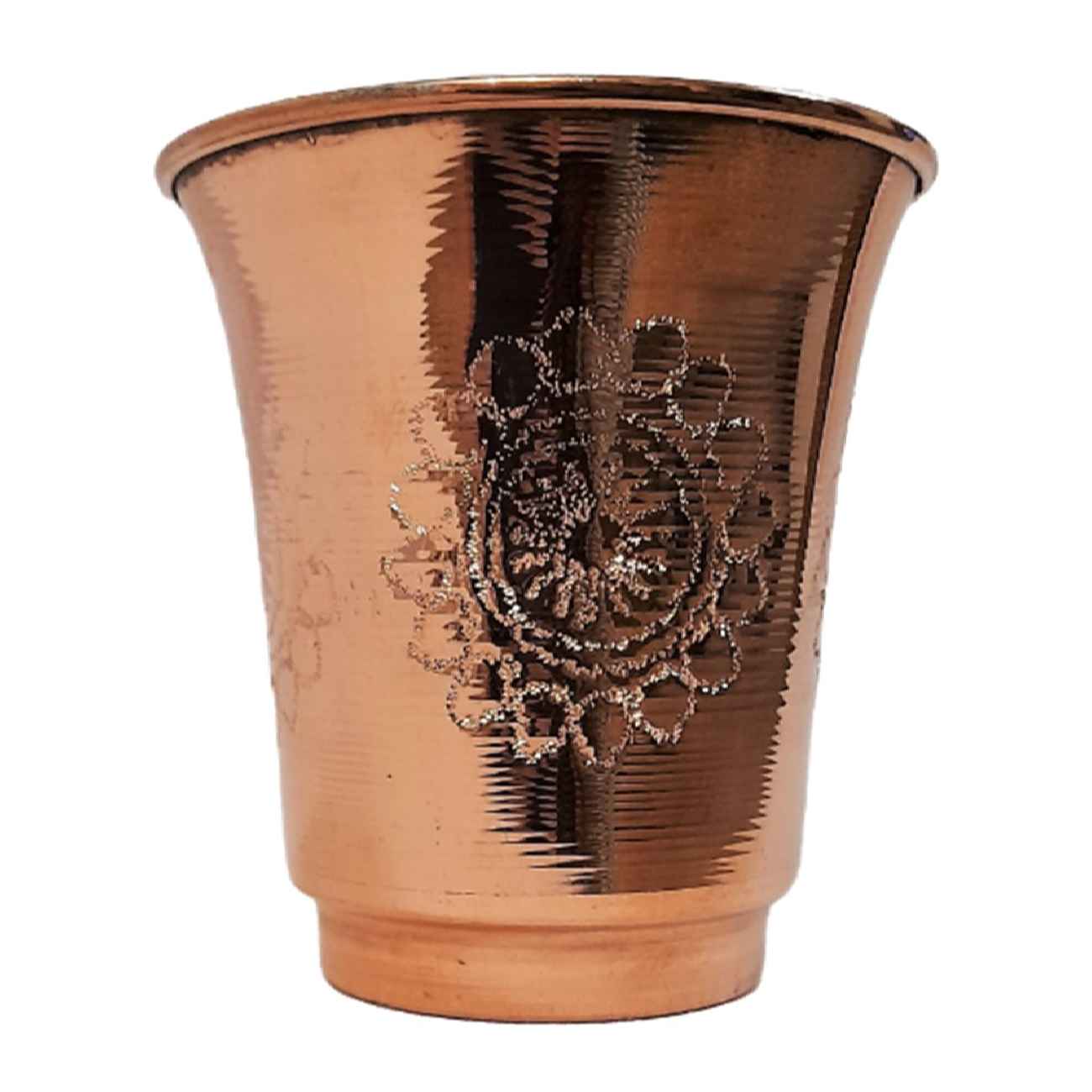 Persian Copper Cup – Handcrafted with Handle for Cold Drinks – Hammered Floral Design