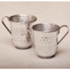 Persian Copper Cup - Handcrafted with Handle for Cold Drinks - Hammered Silver Color