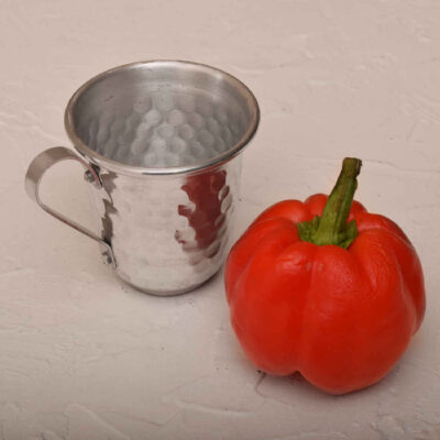 Persian Copper Cup – Handcrafted with Handle for Cold Drinks – Hammered Silver Color