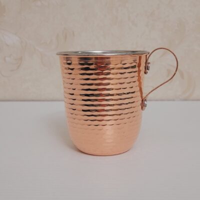 Persian Copper Cup – Handcrafted with Handle for Cold Drinks – Hammered Traditional
