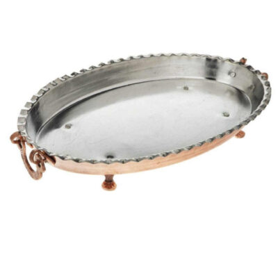 Persian Copper Serving Platter Footed Traditional Hammered