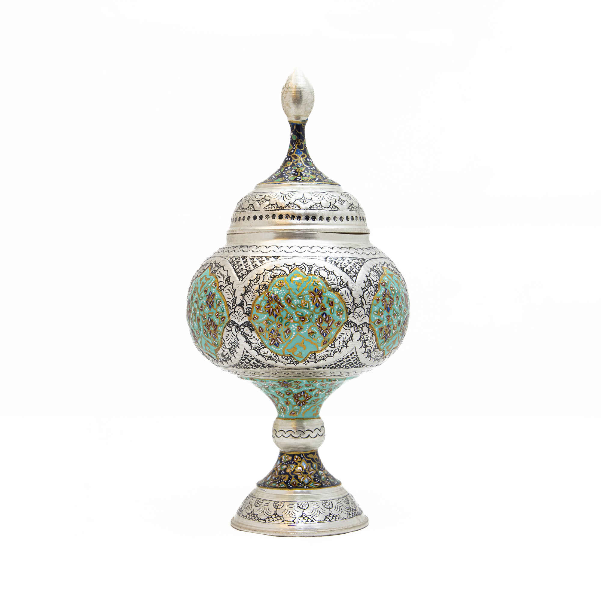 Handcrafted Persian Engraved Copper Sugar Bowl Tezhip Design