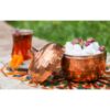 Handcrafted Persian Copper Sugar Bowl with Lid - Hammered Pomegranate Design