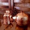 Handcrafted Persian Copper Sugar Bowl with Lid - Hammered Pomegranate Design