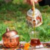 Handcrafted Persian Copper Sugar Bowl with Lid - Hammered Pomegranate Design