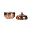Handcrafted Persian Copper Sugar Bowl with Lid - Hammered Pomegranate Design