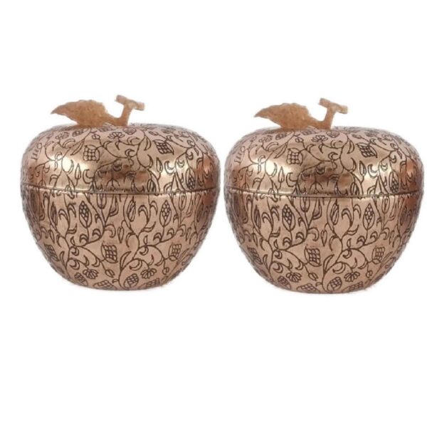 Handcrafted Persian Engraved Copper Sugar Bowl Apple Design (×2)