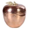 Handcrafted Persian Copper Sugar Bowl with Lid - Hammered Apple Design