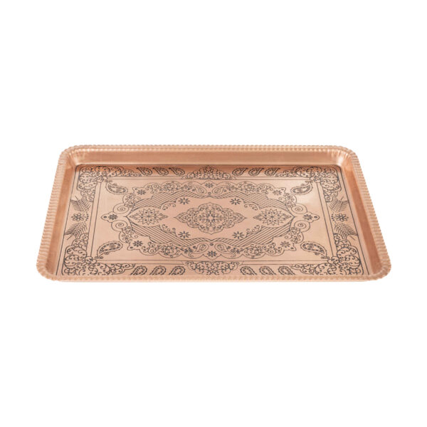 Persian Copper Serving Tray Hammered Traditional Paisley Handcrafted