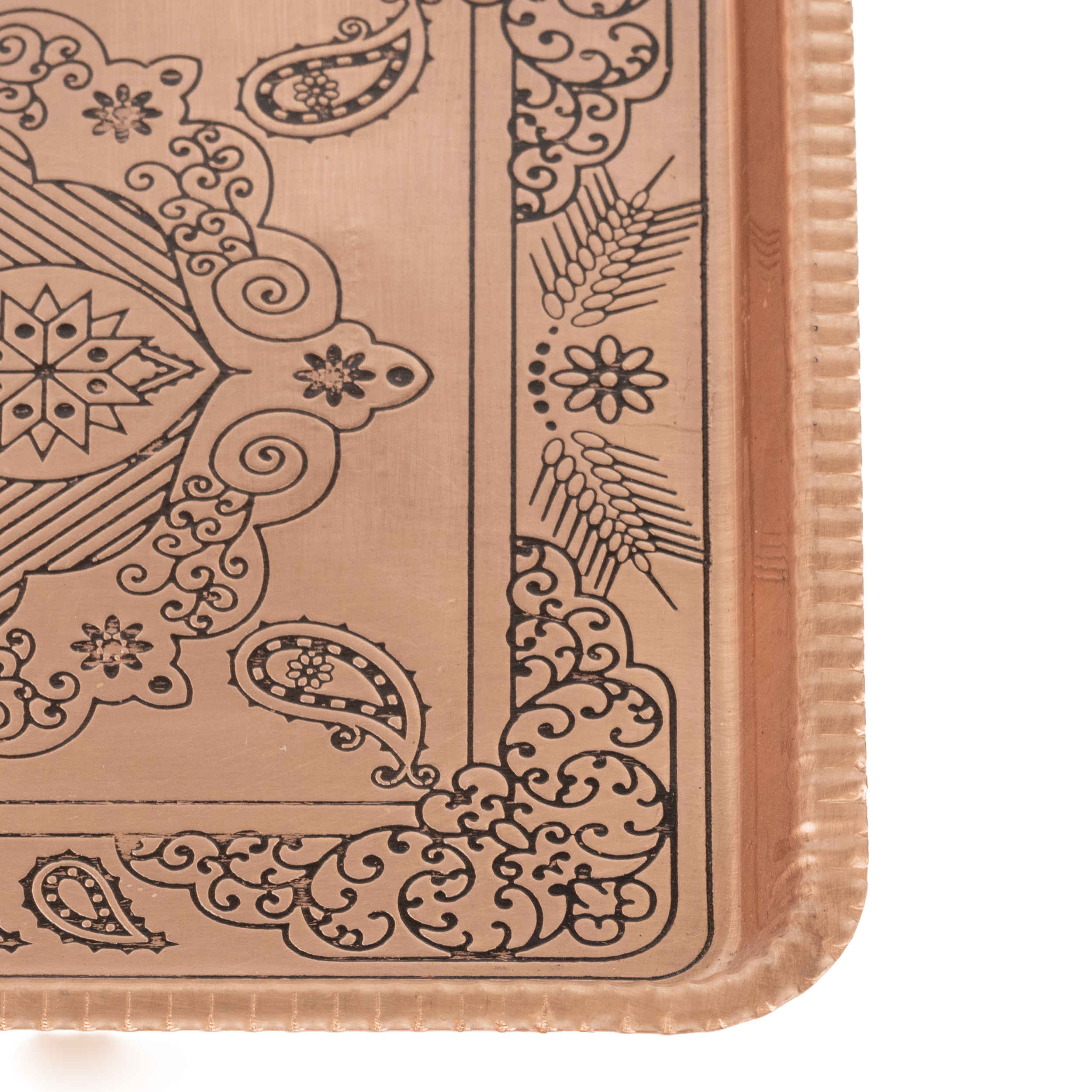 Persian Copper Serving Tray Hammered Traditional Paisley Handcrafted