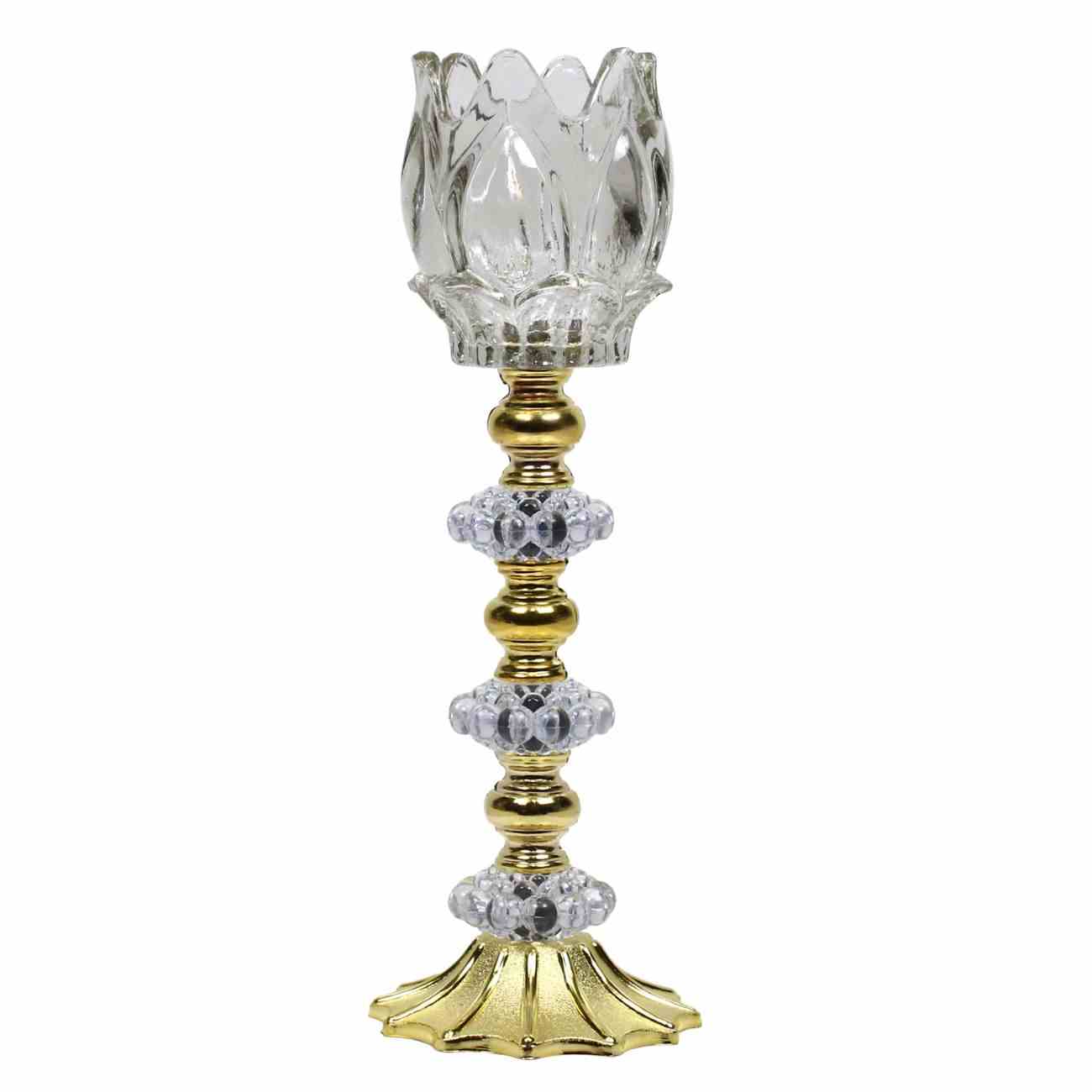 Persian Crystal Candlestick Holder Stand Tulip (2x)