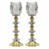 Persian Crystal Candlestick Holder Stand Tulip (2x)