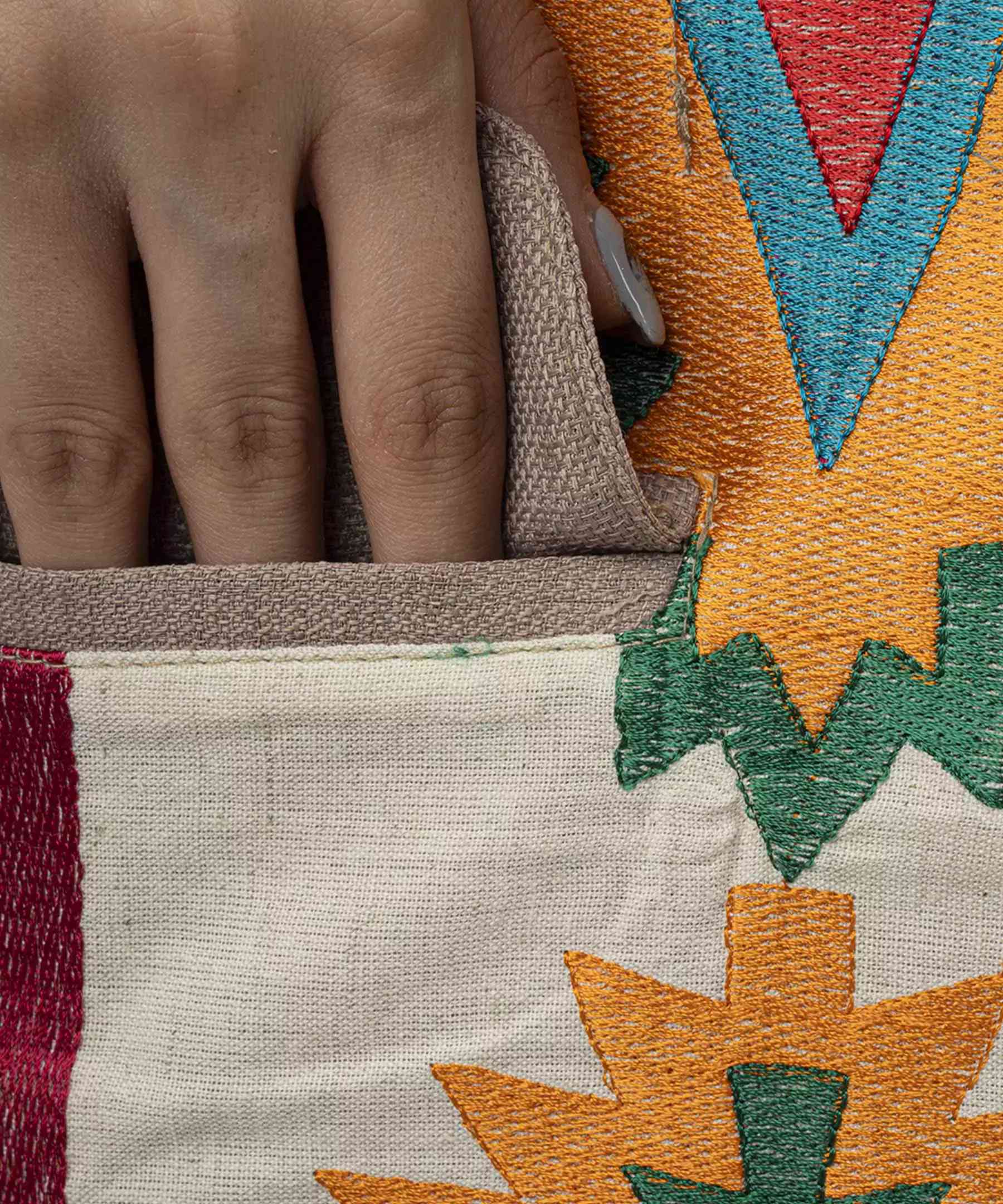 Persian Embroidered  Manto for Women with Geometric Design