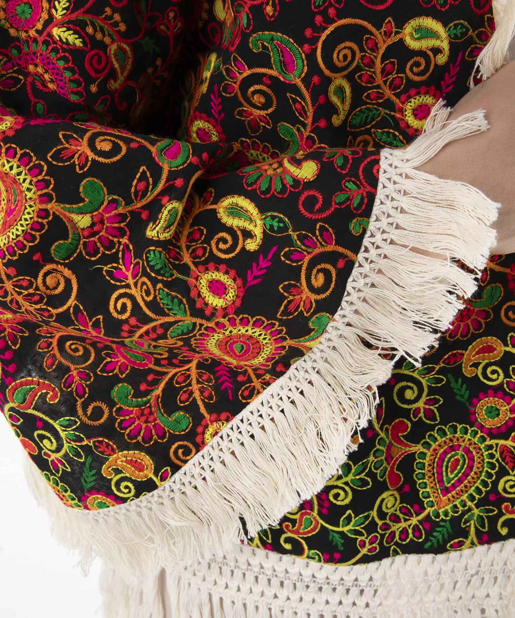 Persian Embroidered Manto for Women with Paisley Design