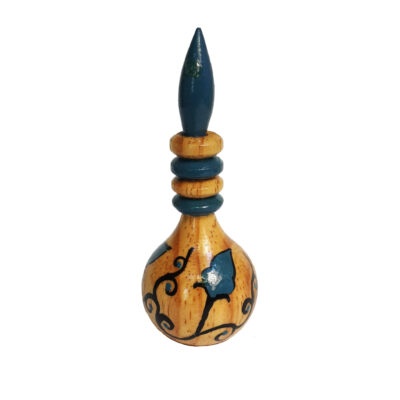 Wooden Persian Surma Dani Container for Keeping Kohl Floral Blue (x2)