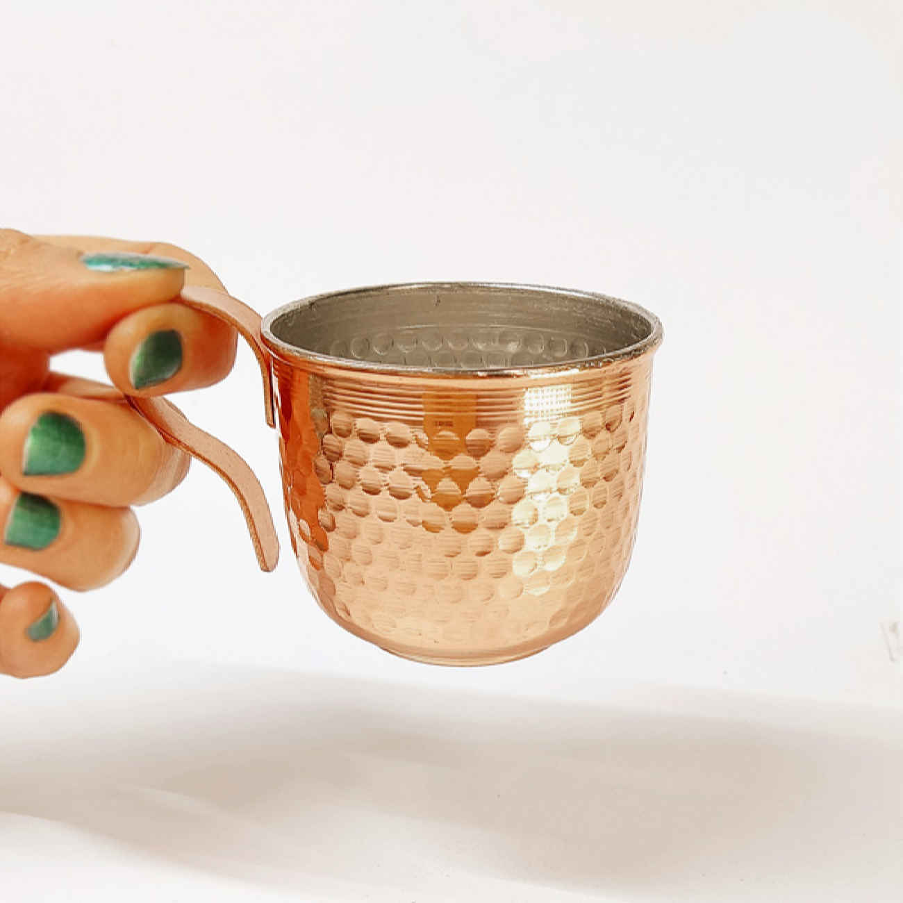 Persian Copper Cup – Handcrafted with Handle for Cold Drinks – Hammered Shahin