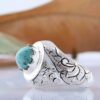 Persian Neyshabur Turquoise Silver Ring Handcrafted for Men