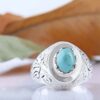 Persian Neyshabur Turquoise Silver Ring Handcrafted for Men