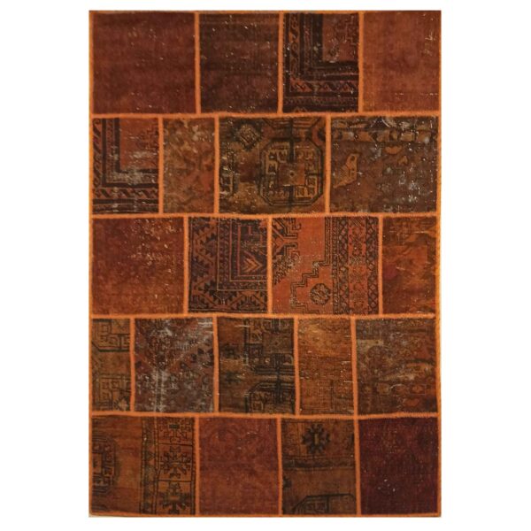 Vintage Persian Hand-Knotted Patchwork Carpet Brown