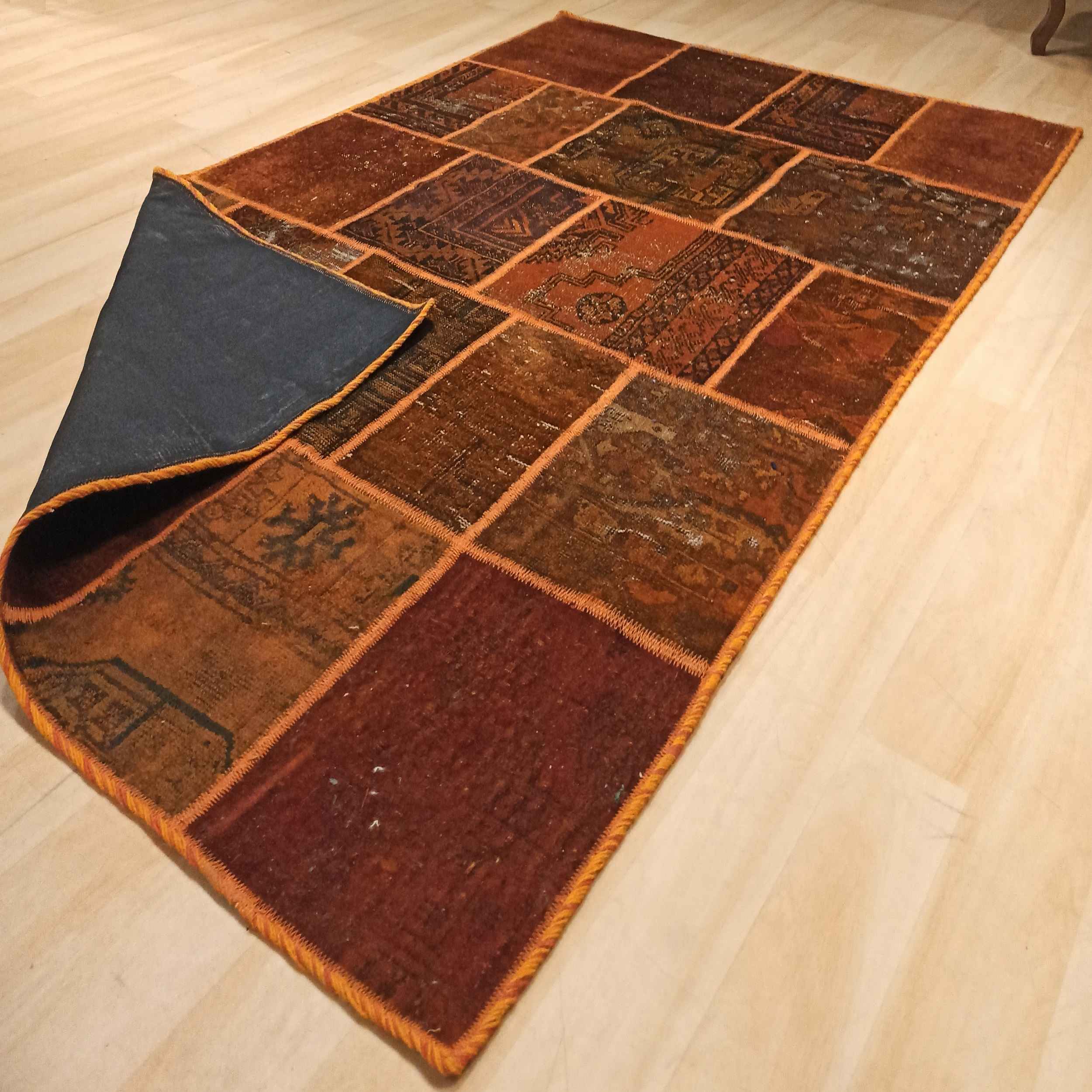 Vintage Persian Hand-Knotted Patchwork Carpet Brown