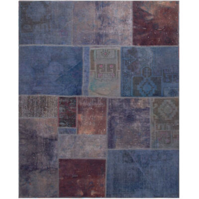 Vintage Persian Hand-Knotted Patchwork Carpet Geometric