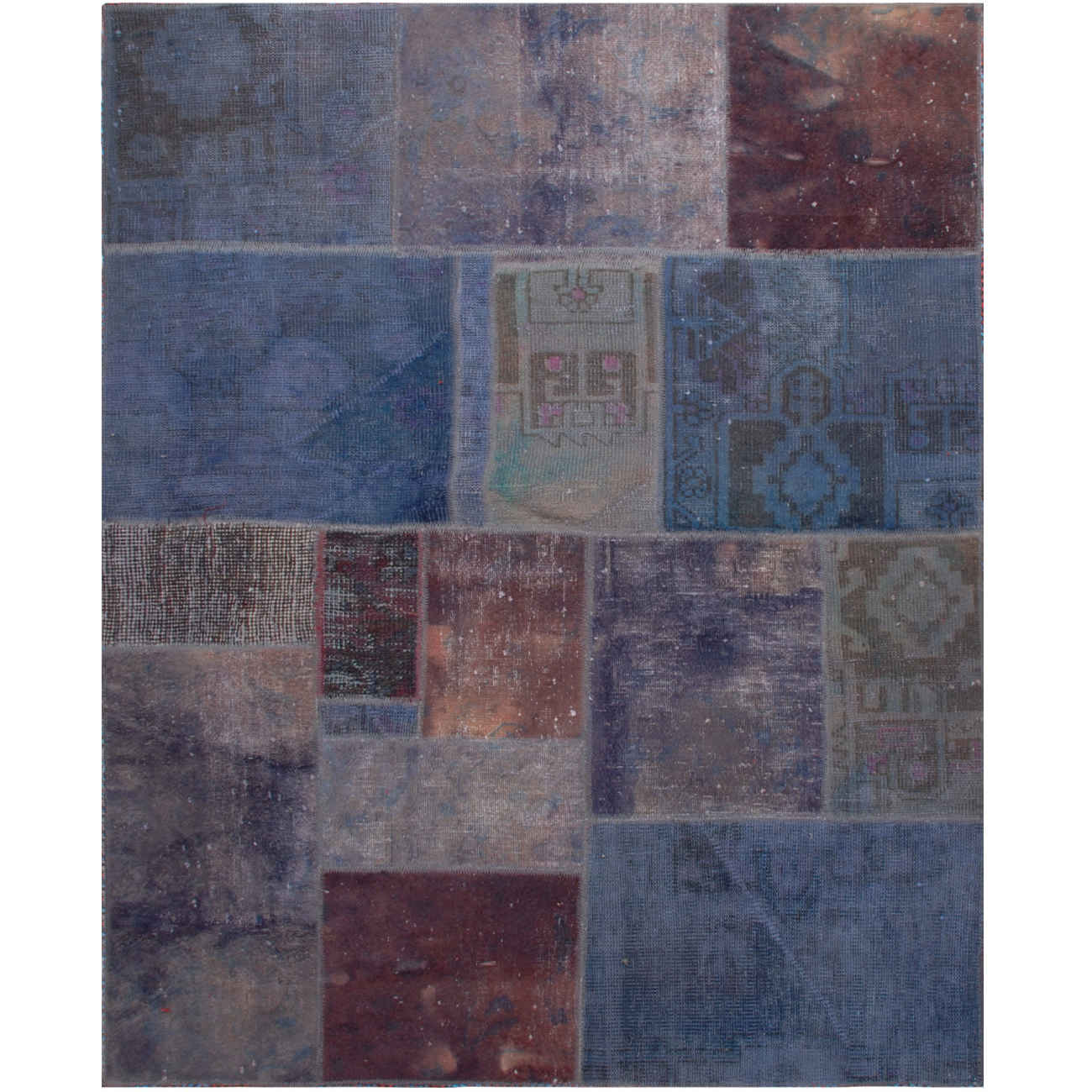 Vintage Persian Hand-Knotted Patchwork Carpet Geometric