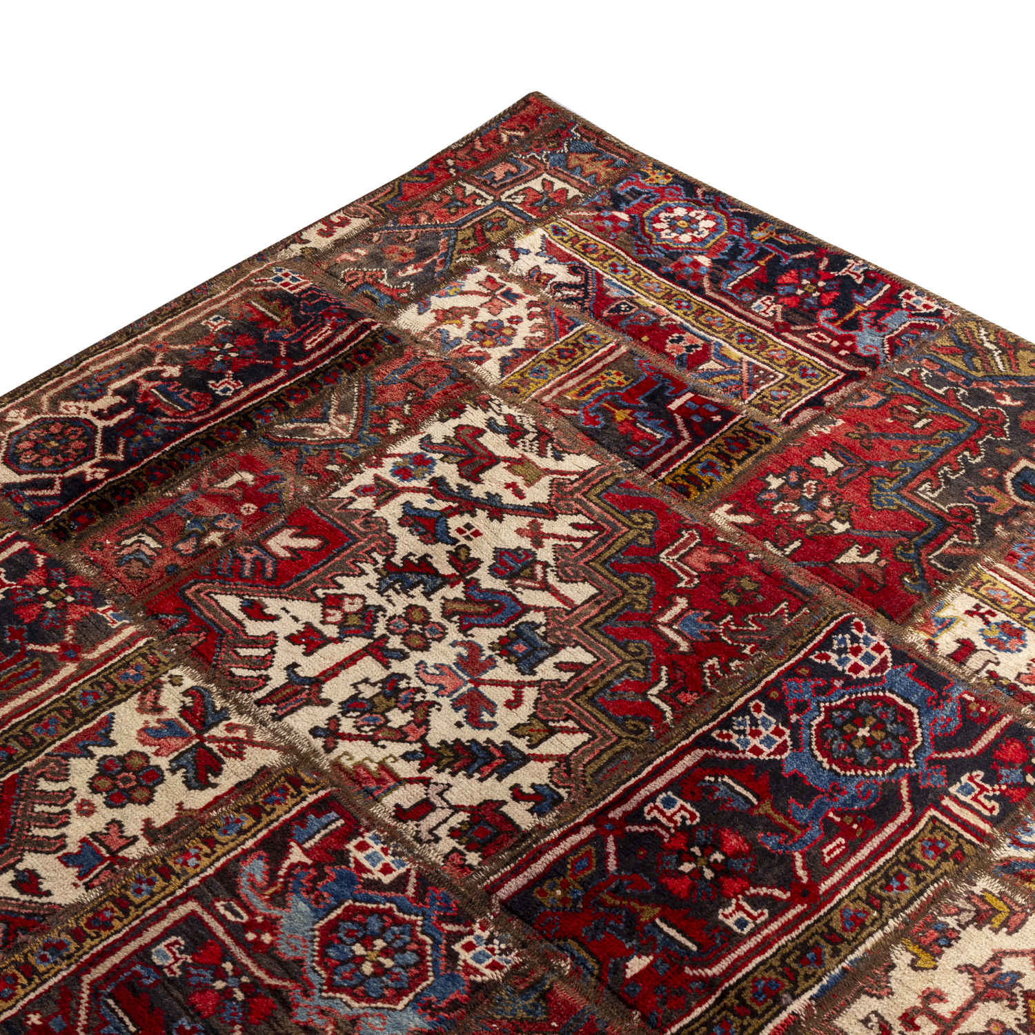 Vintage Persian Hand-Knotted Patchwork Carpet Geometric