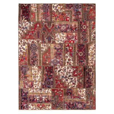 Vintage Persian Hand-Knotted Patchwork Carpet Geometric