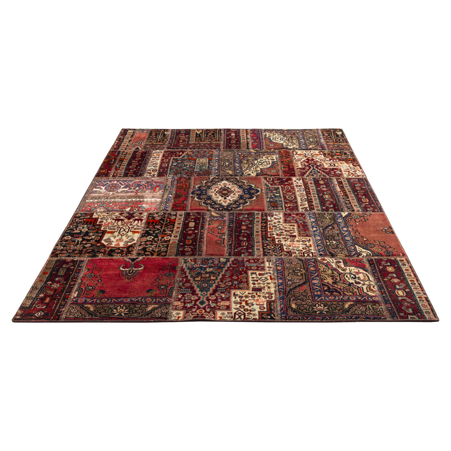 Vintage Persian Hand-Knotted Patchwork Carpet