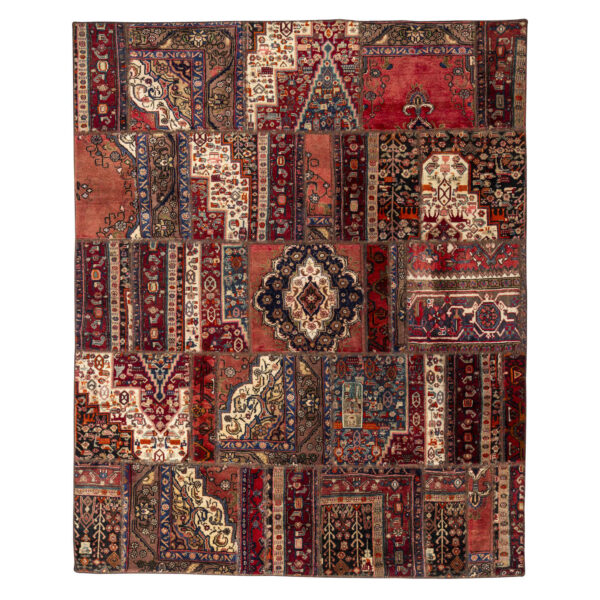 Vintage Persian Hand-Knotted Patchwork Carpet