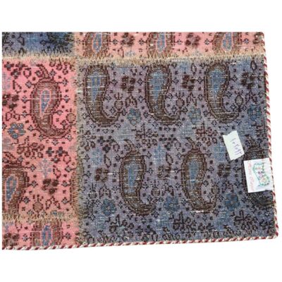 Vintage Persian Hand-Knotted Patchwork Carpet Pink