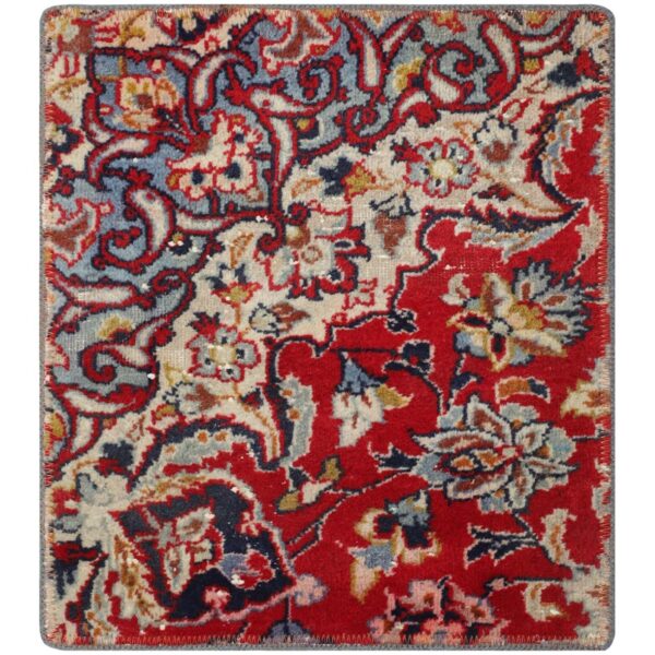 Vintage Persian Hand-Knotted Patchwork Carpet Traditional Red
