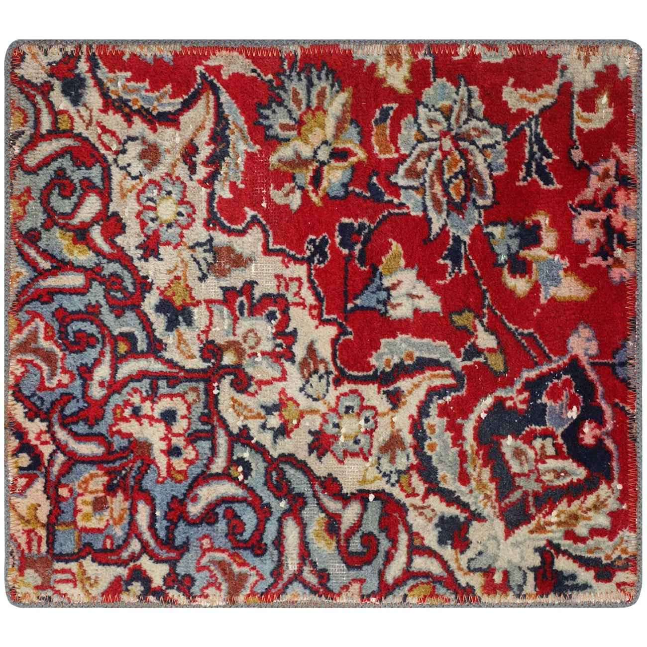 Vintage Persian Hand-Knotted Patchwork Carpet Traditional Red