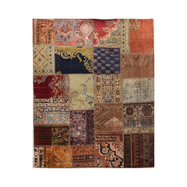 Vintage Persian Hand-Knotted Patchwork Carpet