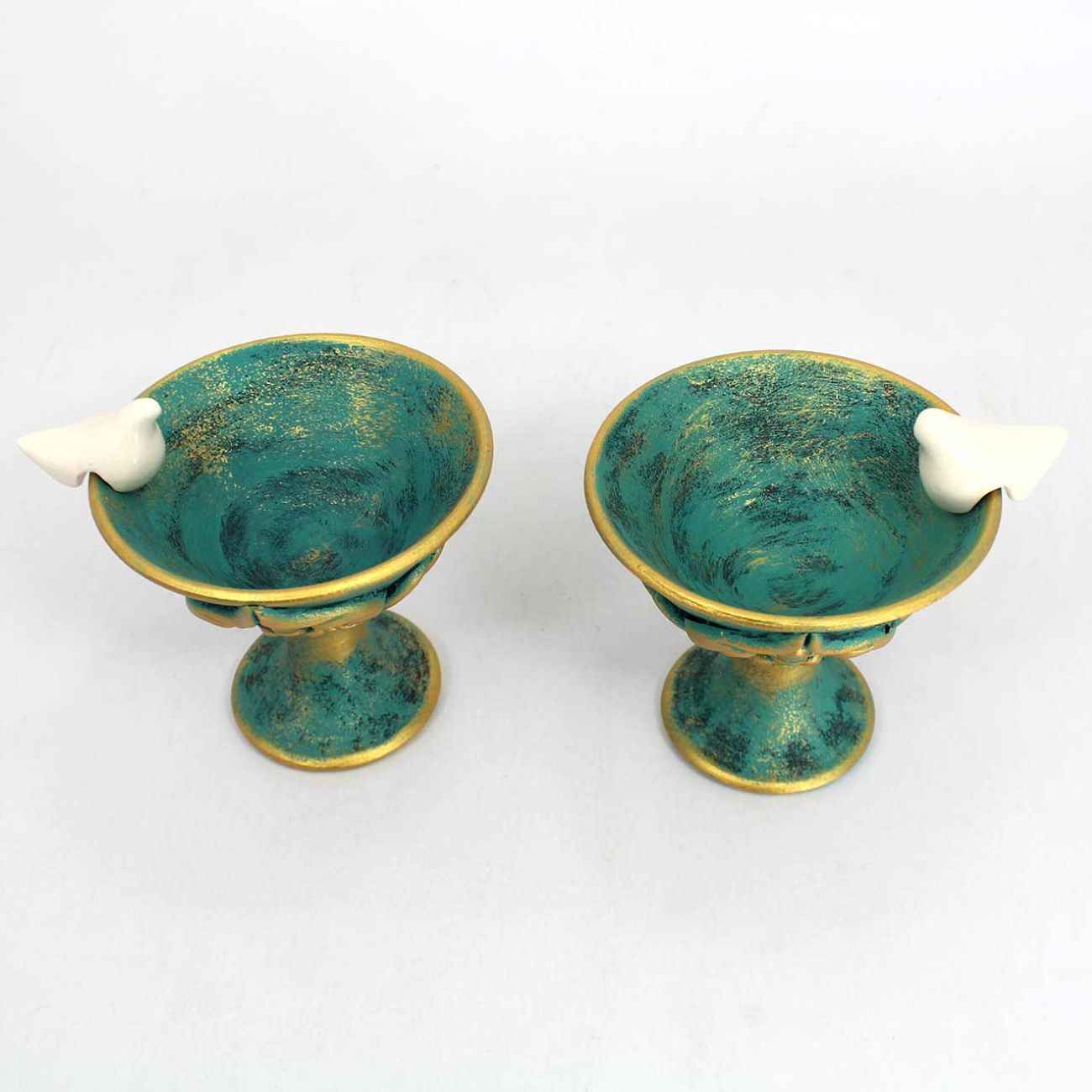 Persian Pottery Candlestick Handcraft with Bird Design