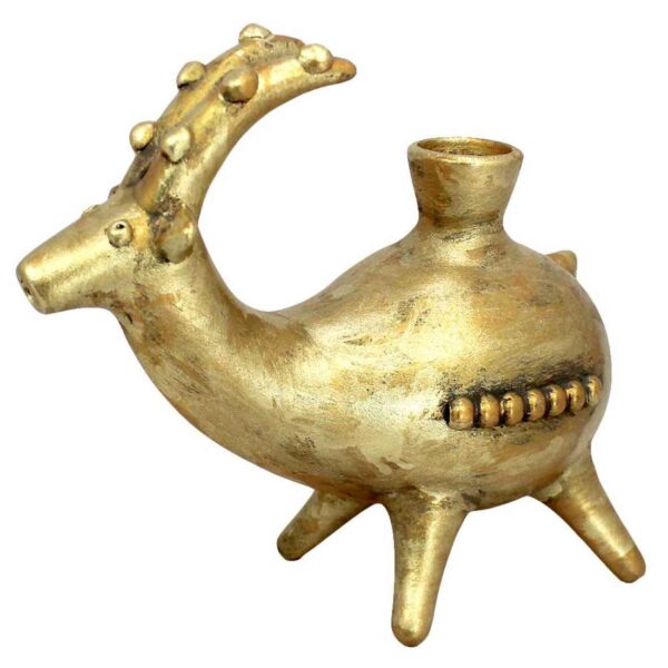 Persian Pottery Candlestick Handmade with Goat Design