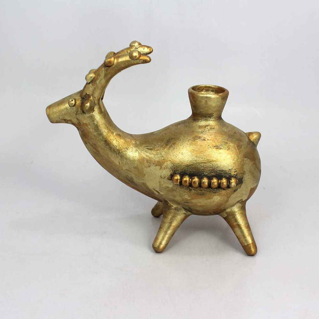 Persian Pottery Candlestick Handmade with Goat Design