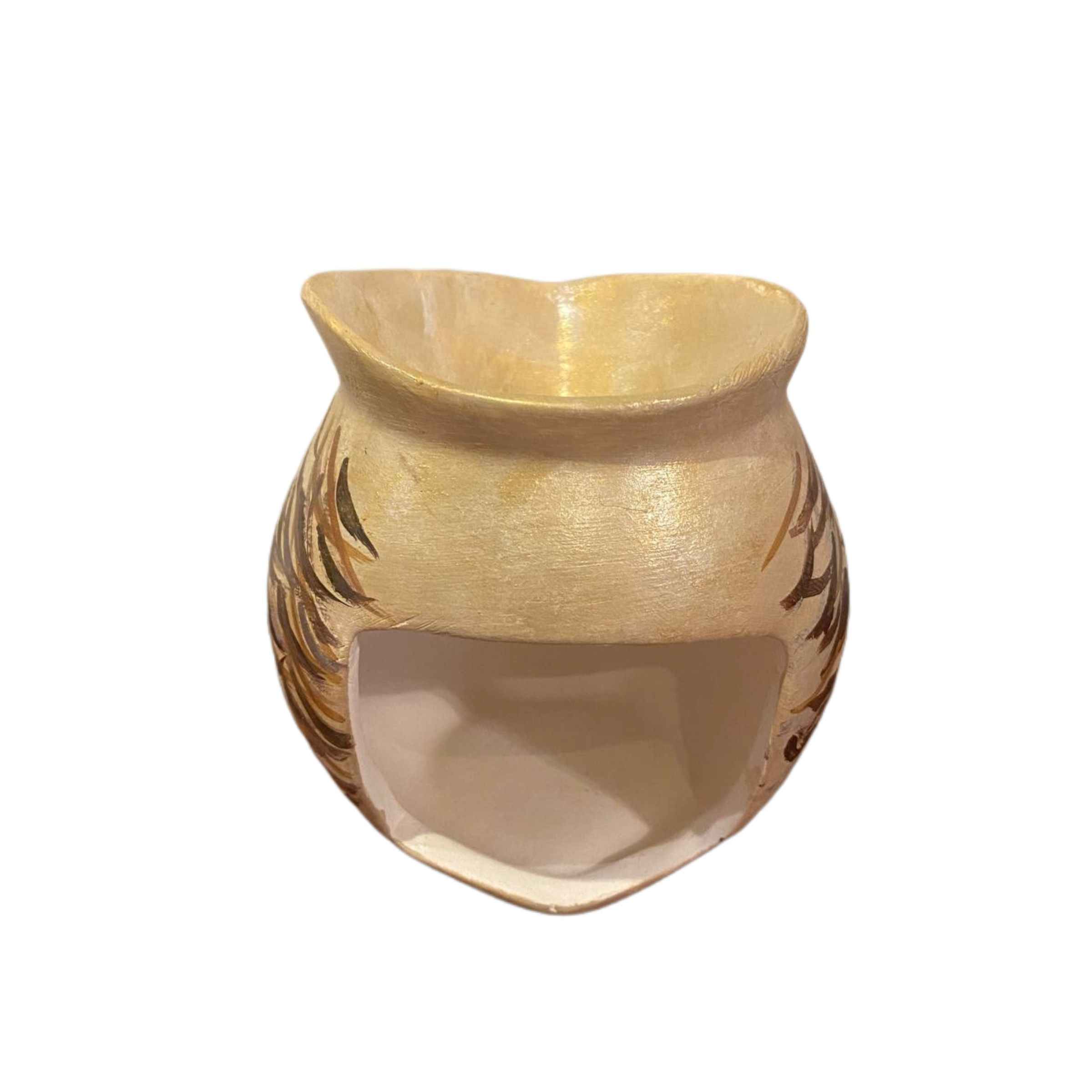 Persian Pottery Candlestick Handmade with Owl Design