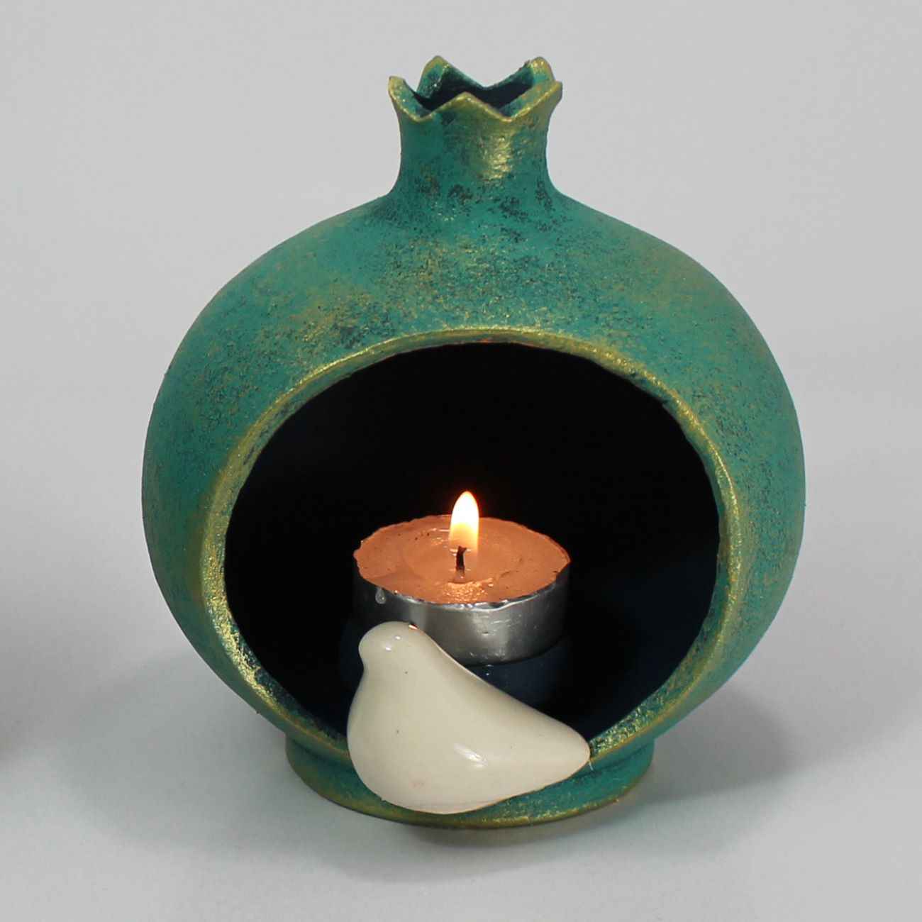 Persian Pottery Candlestick Handmade with Pomegranate Design