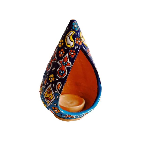 Persian Pottery Candlestick Minakari Handmade with Artistic Design